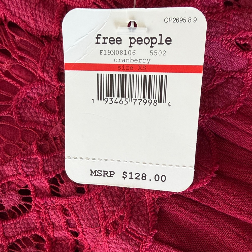 Free People Cranberry Lace Maxi Dress with Spaghetti Straps - Picture 2 of 5